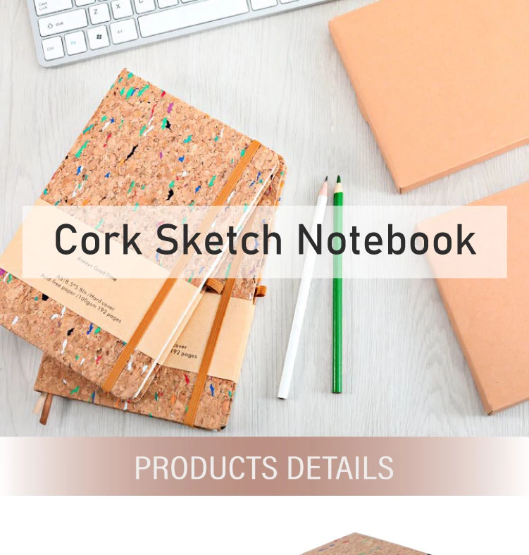 Cork Sketch Notebook Thick Paper, Hardcover Writing Notebooks