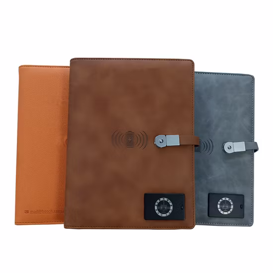 Notebook de couro personalizado de alta qualidade com Powerbank