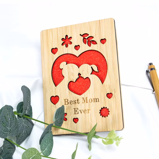 Cartões de Bambu 1º Dia das Mães Cartões de Madeira